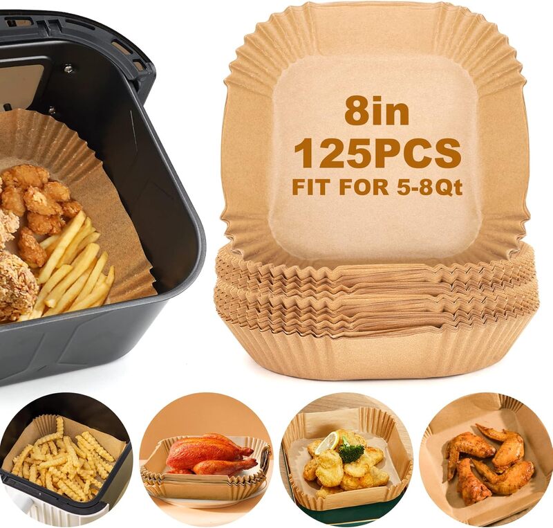 Air fryer parchment liners with holes.