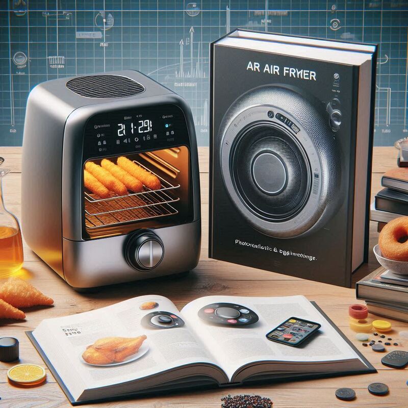 Image of a person setting up or using an air fryer for the first time, possibly placing food in the basket.