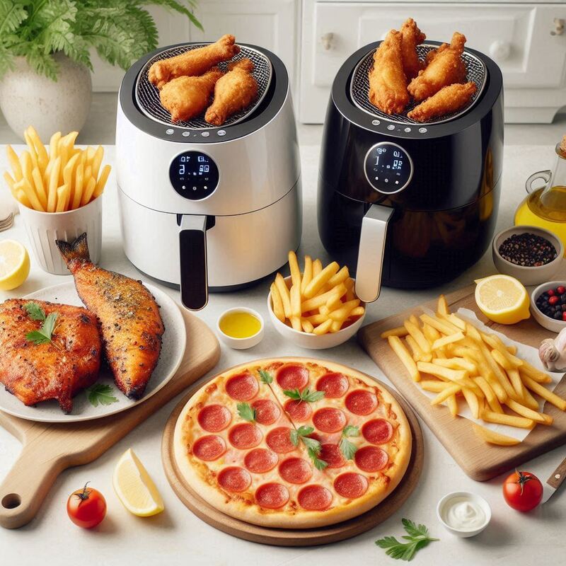 Image of a compact air fryer in a small kitchen or dorm room setting.