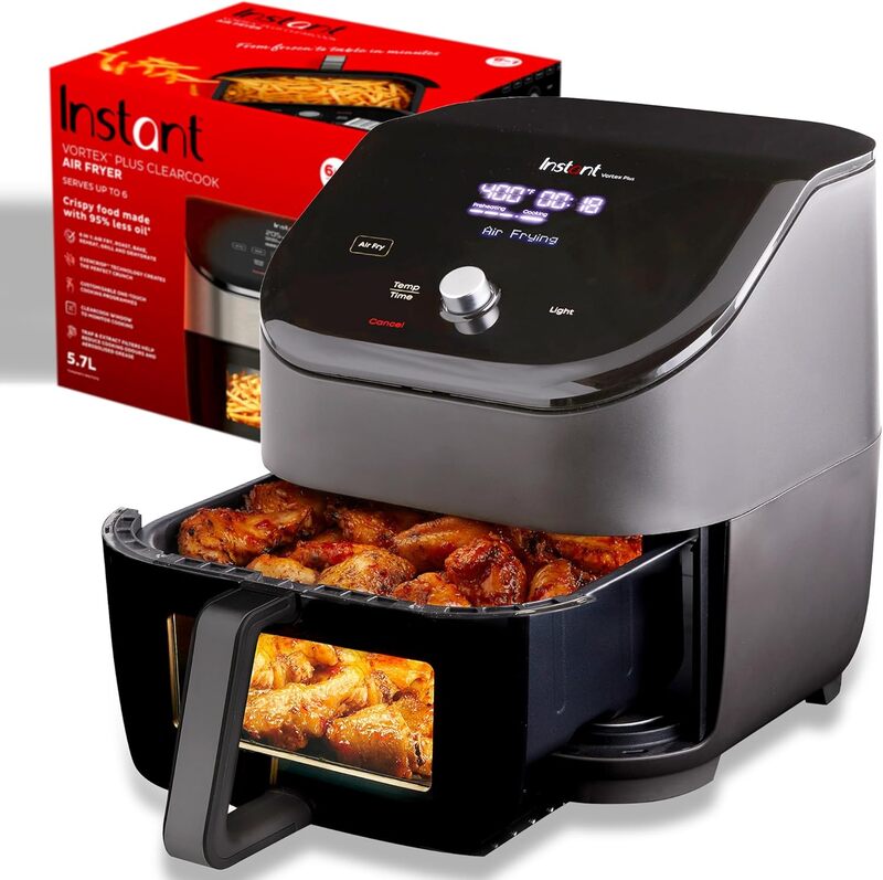 Instant Vortex Plus ClearCook Air Fryer with visible cooking window.